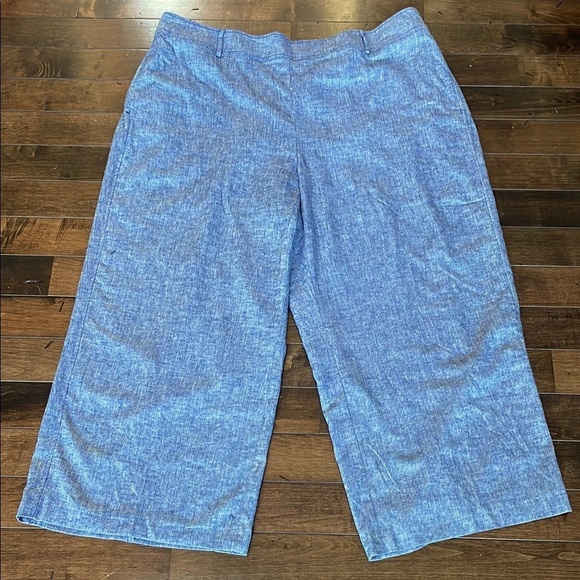 Lane Bryant Pull-On Chambray Linen Straight Leg Pant Blue Plus Size 24 Flowy NWT - Picture 4 of 14